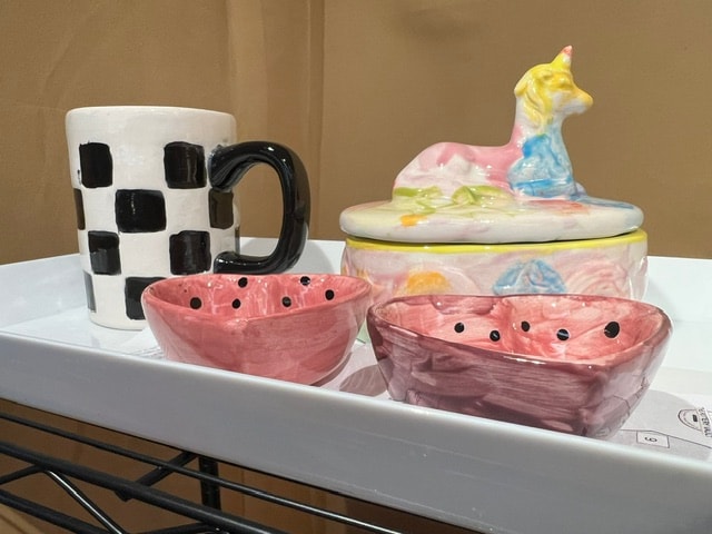 Colorful painted mugs